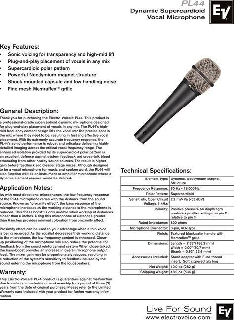 Electro-Voice PL44 Manual pdf manual